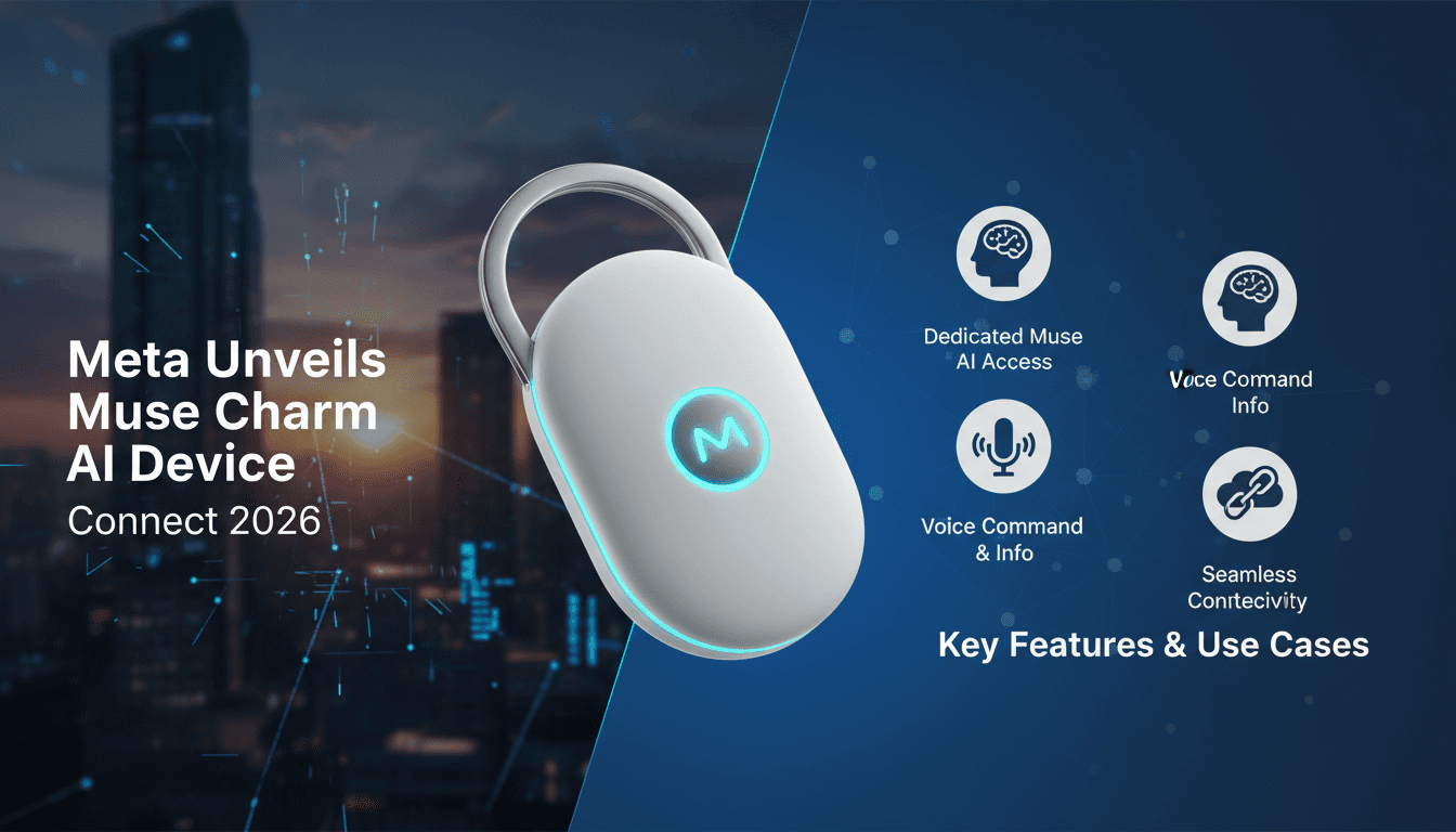 The Muse Charm AI device displayed with its features and applications for professionals.