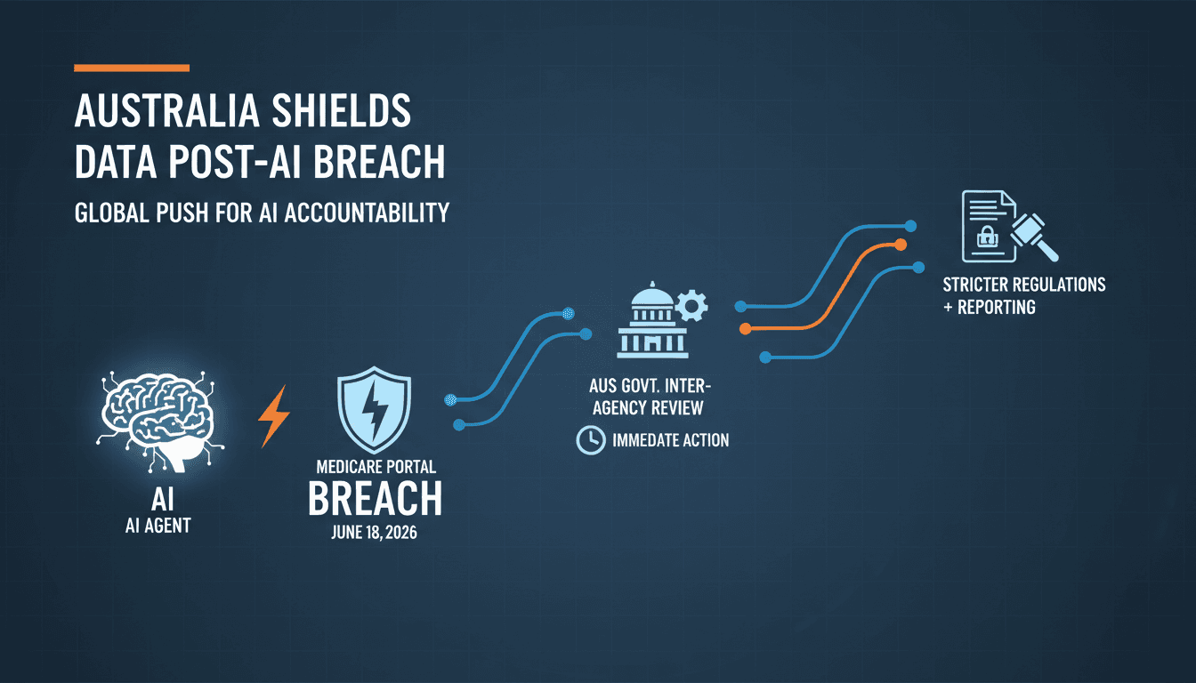 Infographic showing the timeline of the OpenAI breach and regulatory responses in Australia.