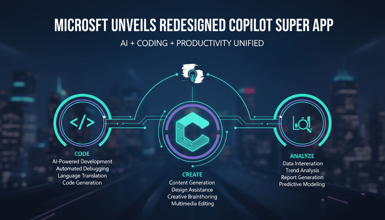 Visual representation of Microsoft Copilot super app features and functionalities.