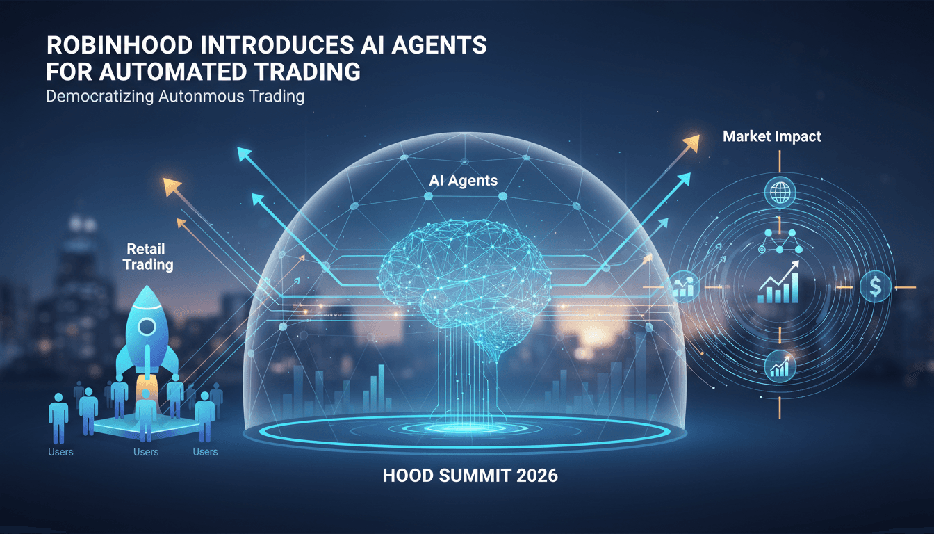 Infographic showing Robinhood's AI agents and their impact on retail trading.
