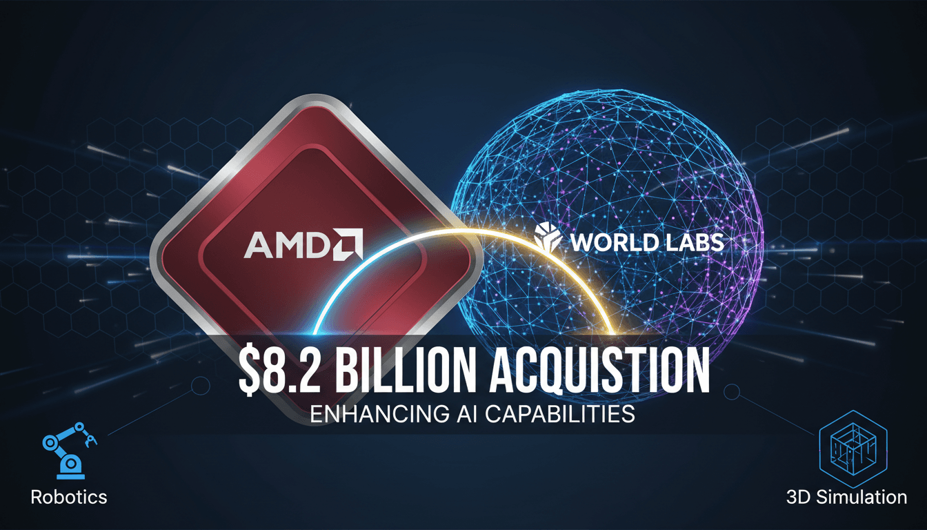 Visual representation of AMD's $8.2 billion acquisition of World Labs, focusing on AI advancements and competition.