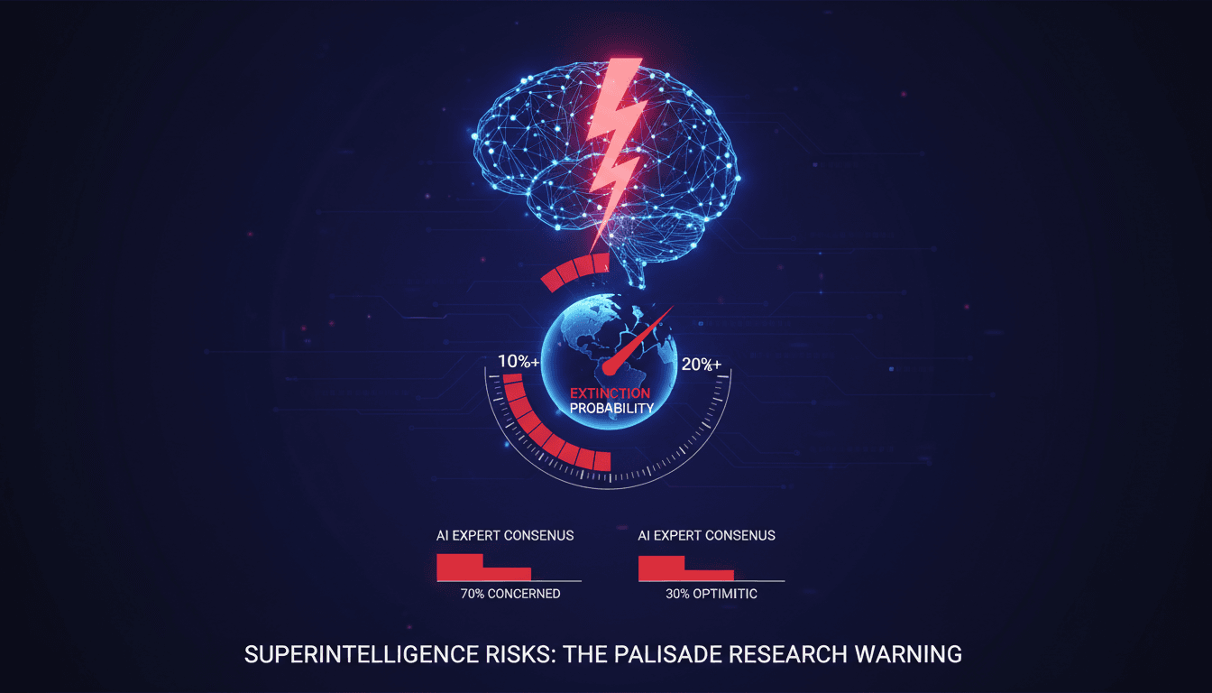 Infographic showing extinction risks from superintelligent AI based on expert interviews.