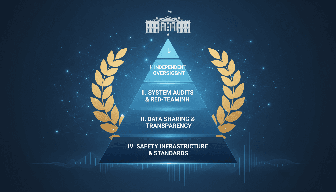 Infographic showing the four layers of controls in the White House AI Safety Accord.