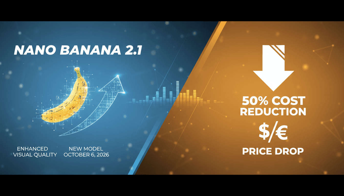 Visual representation of Google’s Nano Banana 2.1 image generation model features and pricing.