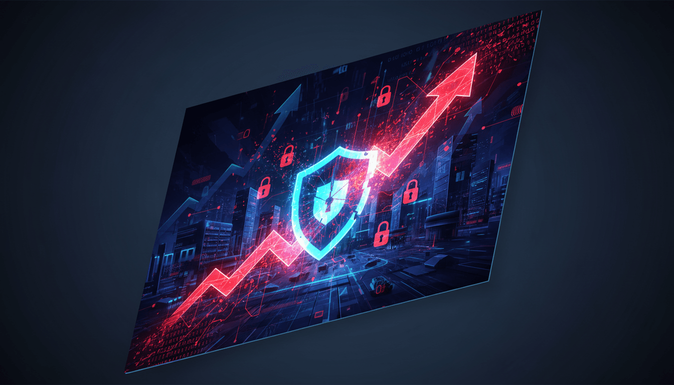 A graphic depicting the rise of cybersecurity threats in retail, focusing on data breaches and consumer trust issues.