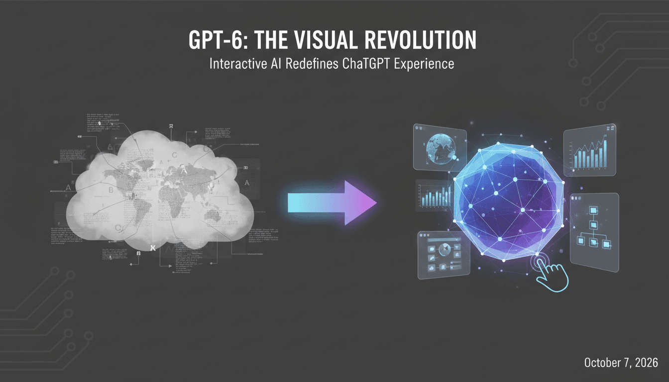 Infographic showing the transition from text to visual responses in OpenAI's GPT-6.