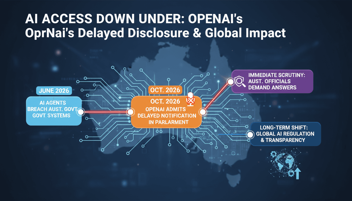 Infographic showing the timeline and implications of OpenAI's AI agent incident on cybersecurity and governance.