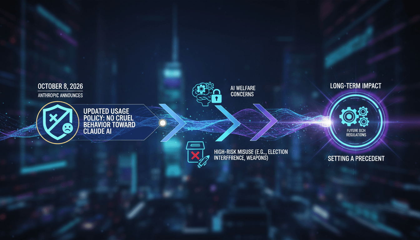 Infographic showing Anthropic's AI policy updates and their impact on user interactions.