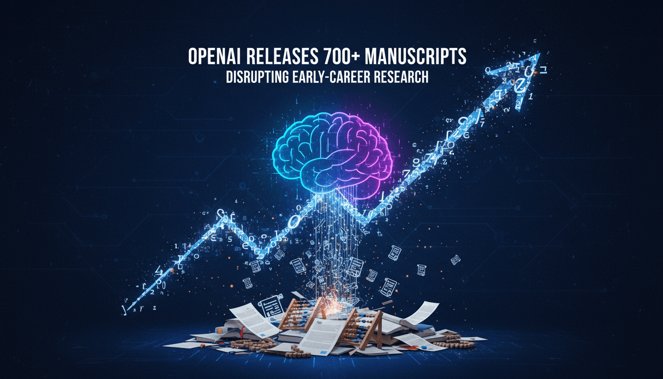 Infographic showing the impact of OpenAI's mathematical manuscripts on early-career academic research.