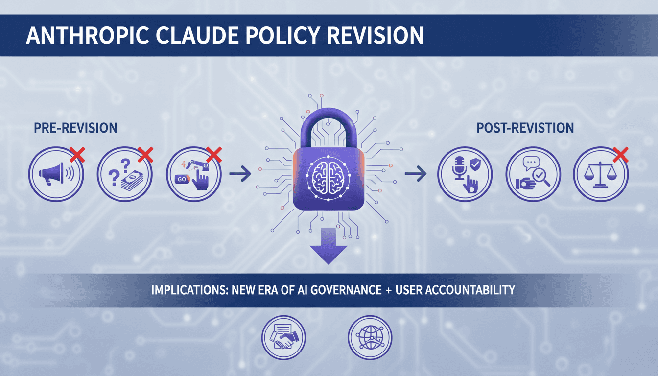 Infographic showing Anthropic's updated Claude usage policy and its implications for AI users.