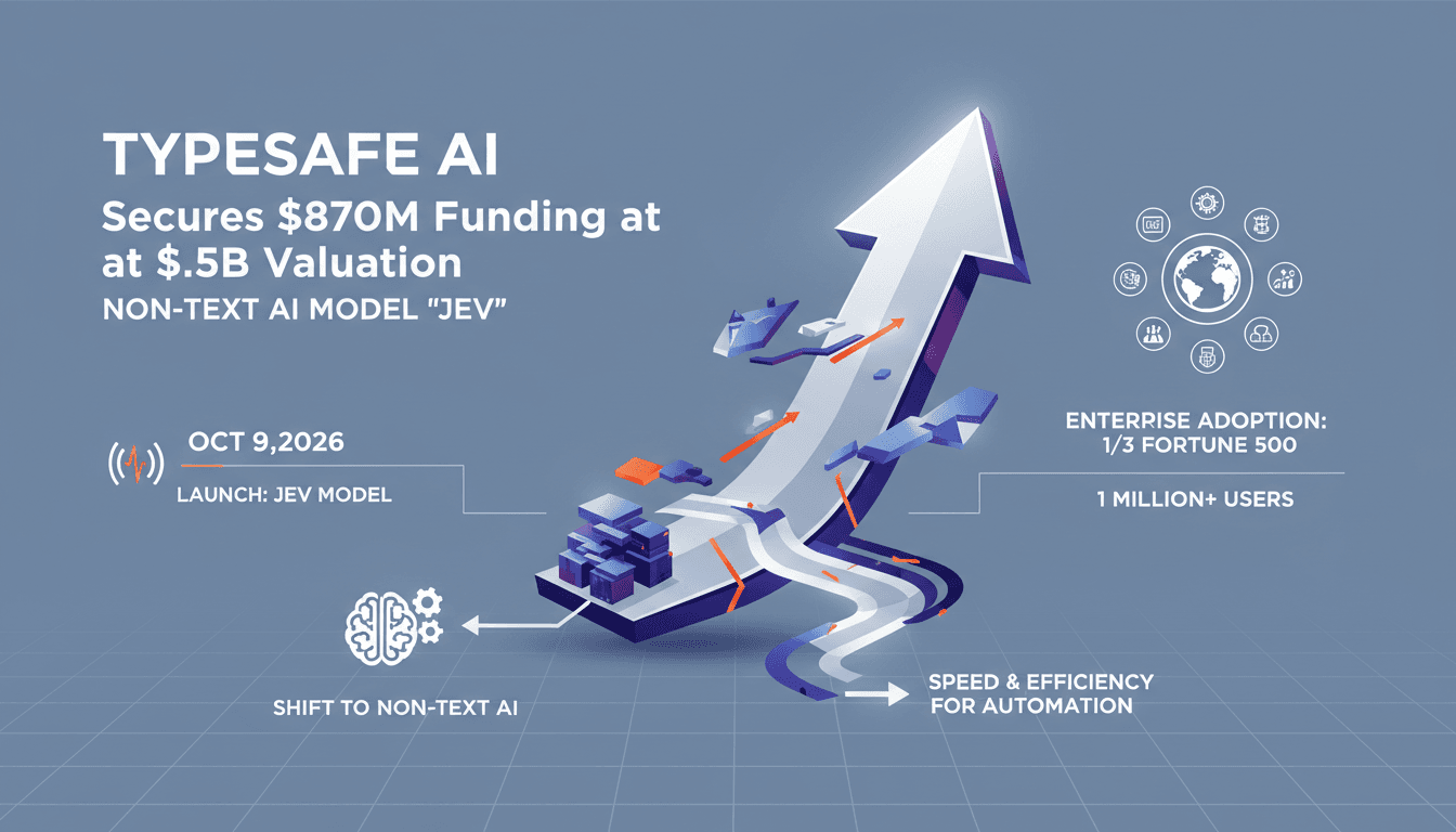 Infographic showing TypeSafe AI's rise and the shift to non-text AI models in enterprise automation.