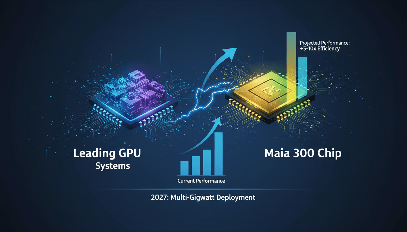 Infographic showing Microsoft Azure Maia AI chips performance improvements and scaling plans.