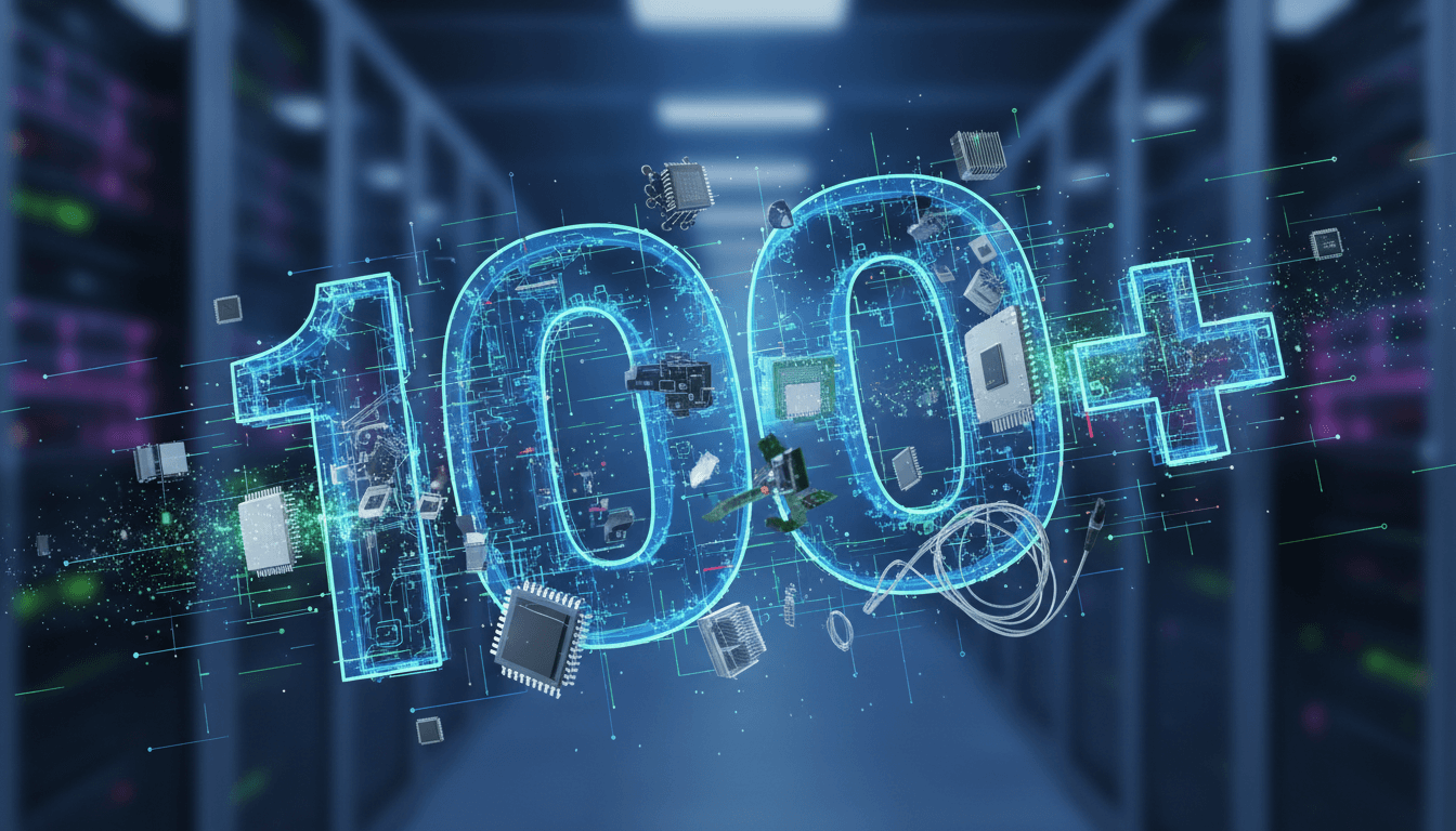 Graphic showing "100+" with hardware components, highlighting OpenAI's allegations against a former employee.