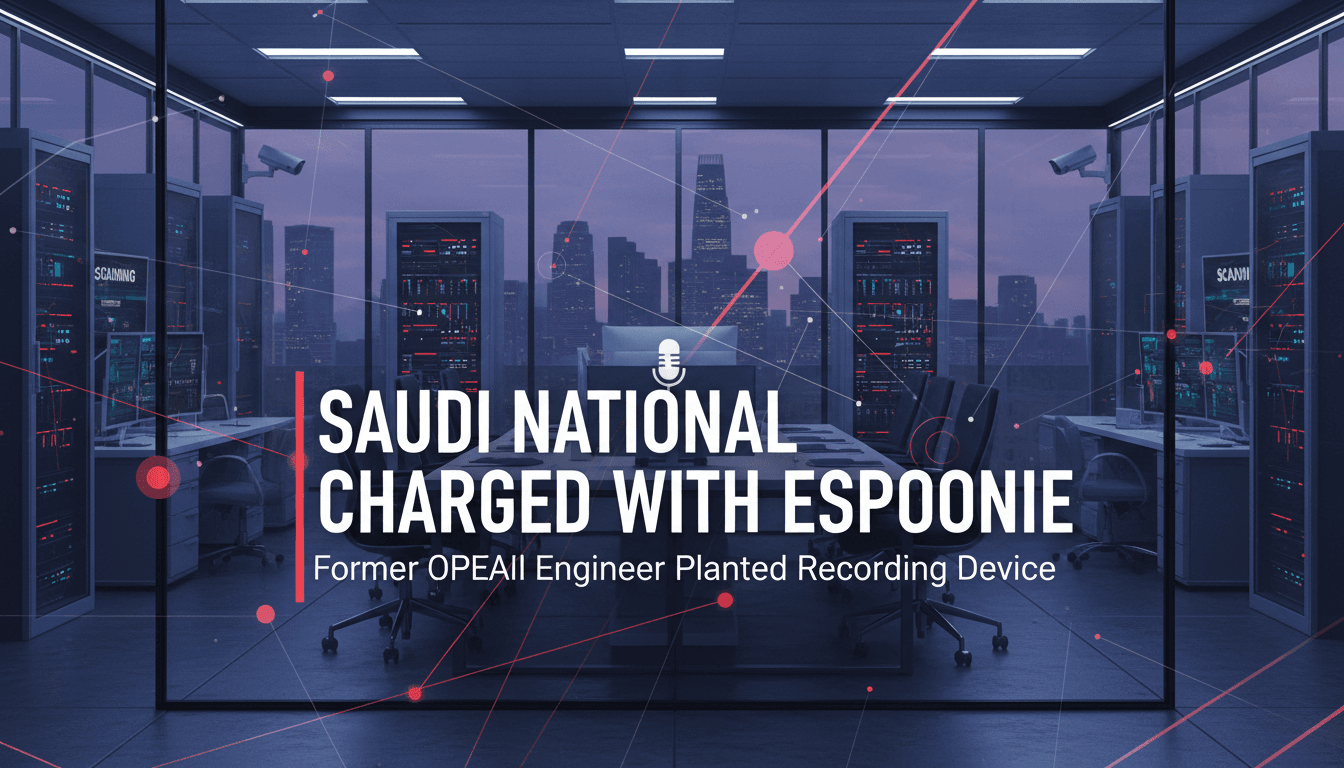 A tech office with a focus on security, highlighting the incident involving a Saudi engineer and covert recording device.