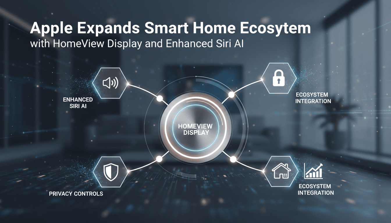 Apple HomeView smart display with facial recognition features and Siri AI integration.