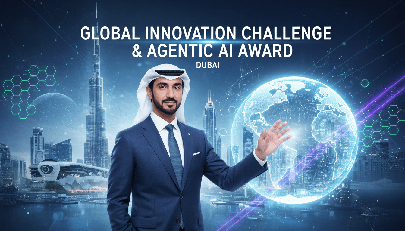 Sheikh Hamdan bin Mohammed at the Global Innovation Challenge launch in Dubai, highlighting AI solutions for urban challenges.