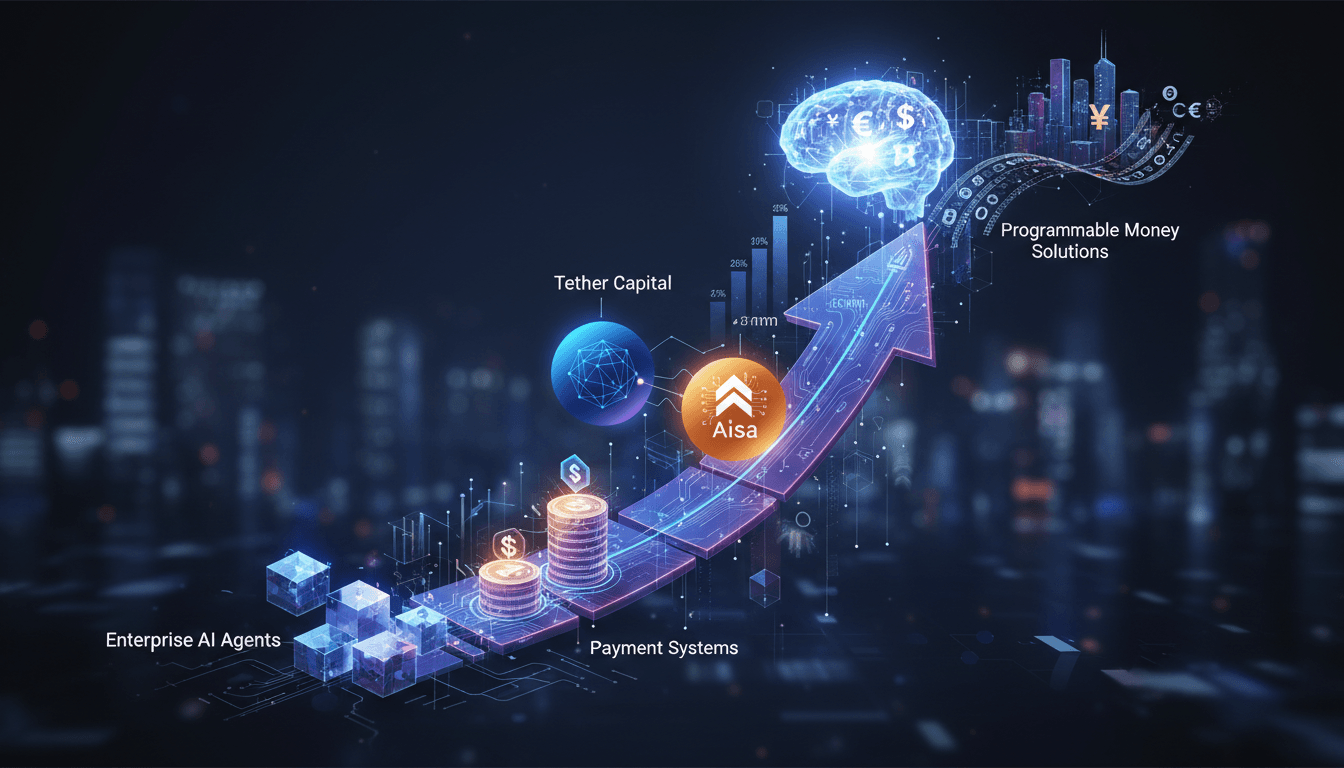 Infographic showing Tether Capital's investment in AIsa and its implications for AI payments.