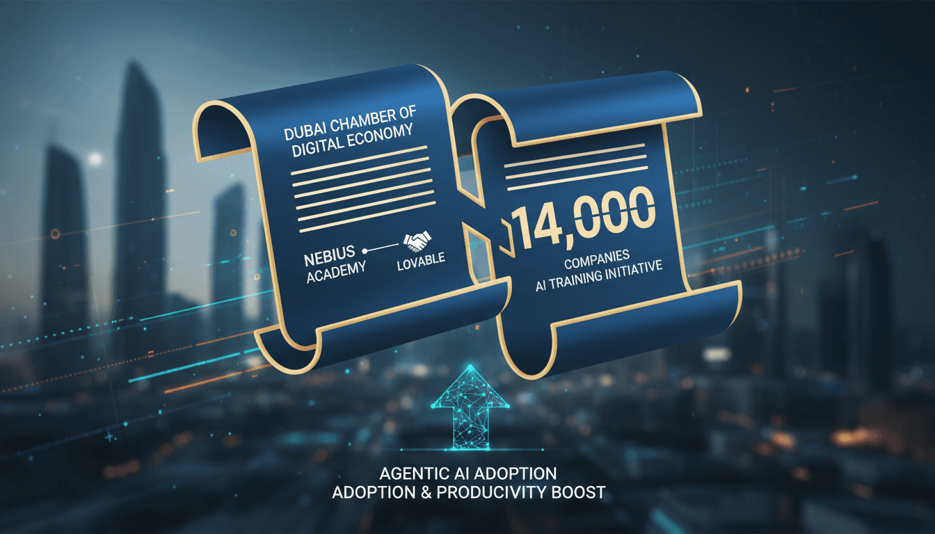 A visual representation of the Dubai Chamber signing MoUs to accelerate Agentic AI adoption in the private sector.
