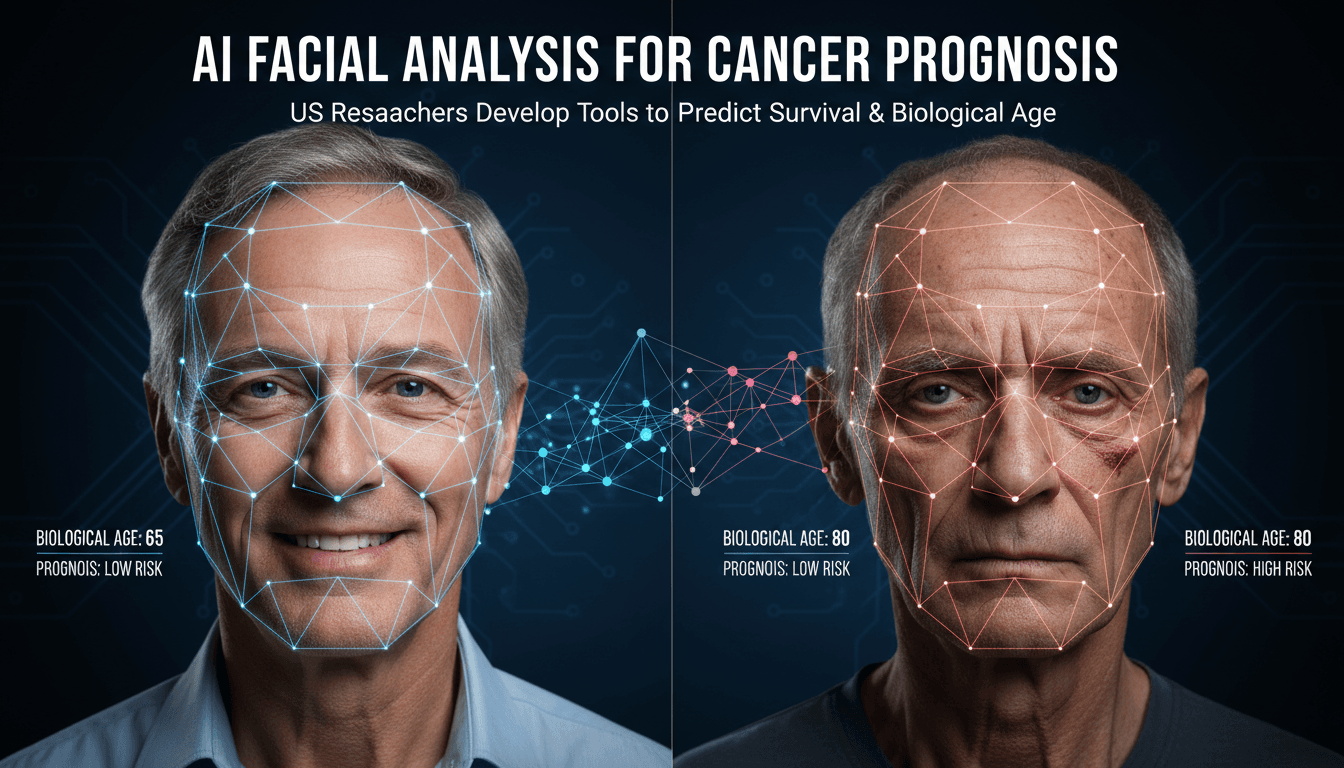AI facial analysis tools estimating biological age and cancer survival prognosis from photographs.