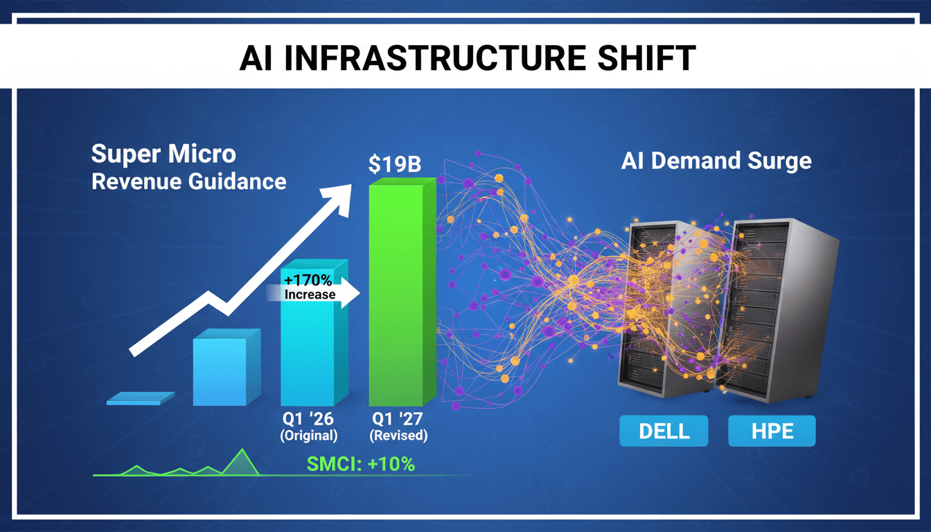 Infographic showing Super Micro's revenue growth and its impact on AI infrastructure investments.