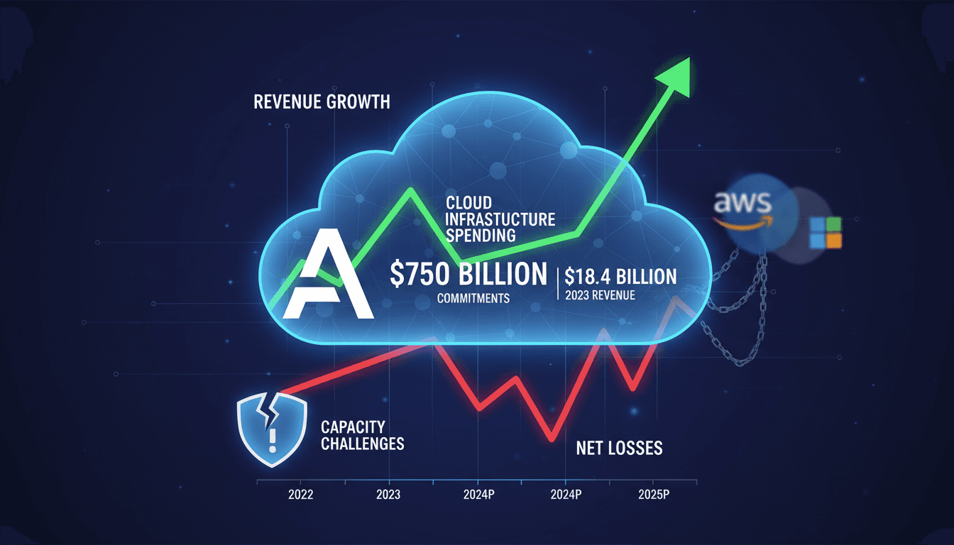 Infographic illustrating Anthropic's cloud spending and financial performance amidst IPO preparations.