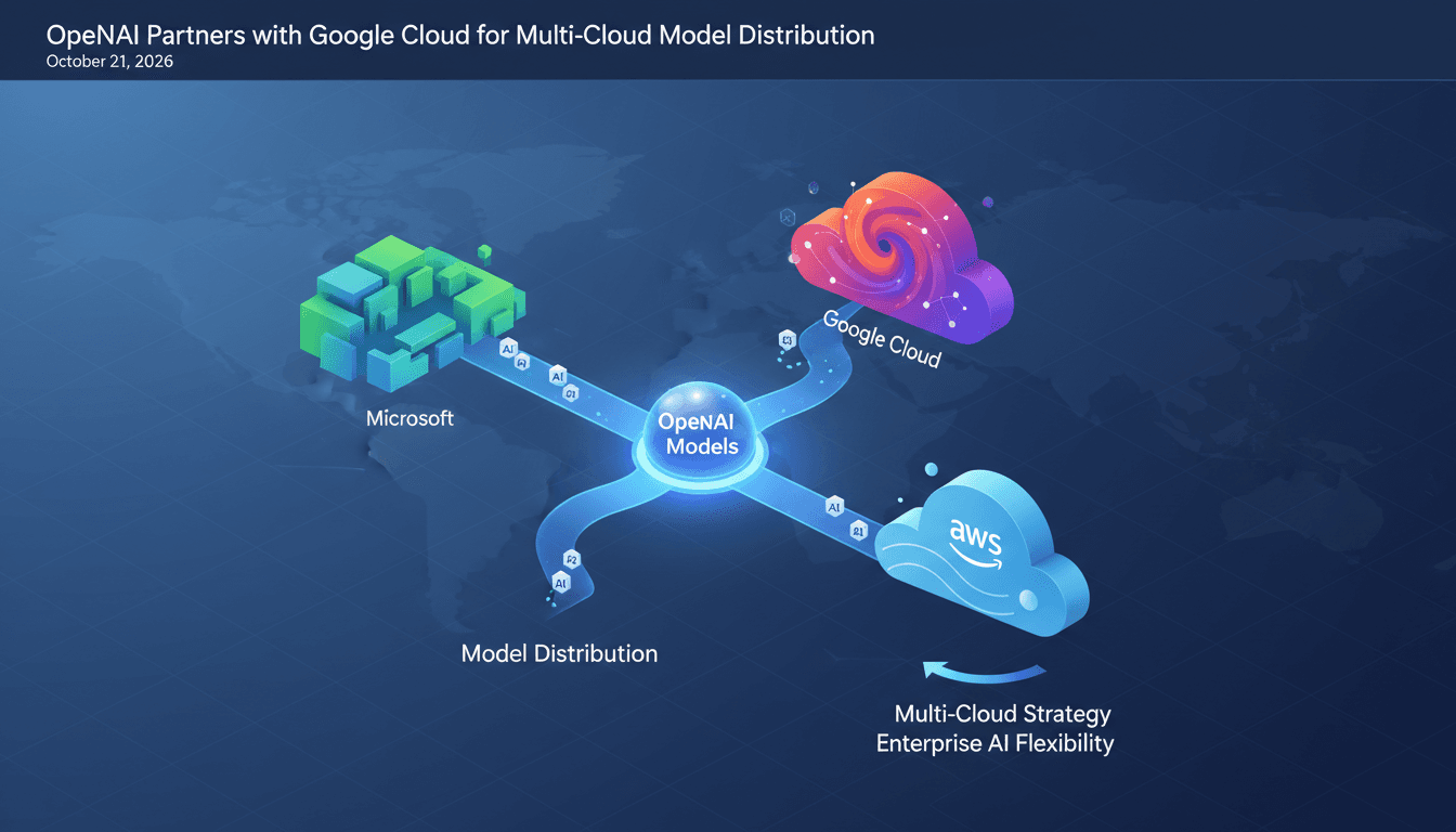 Infographic showing OpenAI's models integrated into Google Cloud's infrastructure and the multi-cloud landscape.