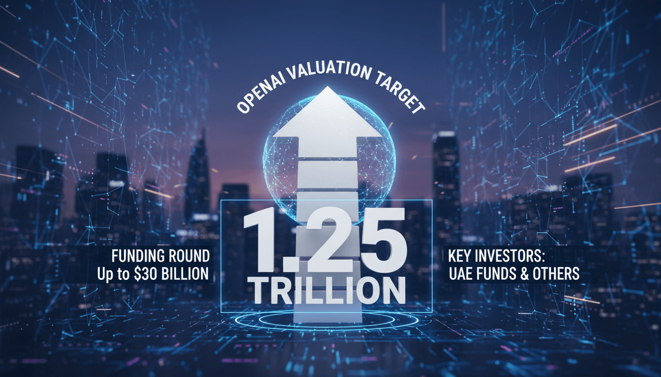 OpenAI's revised valuation of $1.25 trillion with investor details and funding round information.