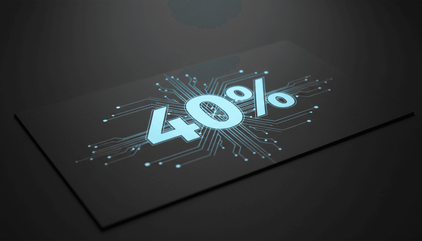 Ciena optical networking data card showing 40 percent growth graphic with sleek digital fiber lines