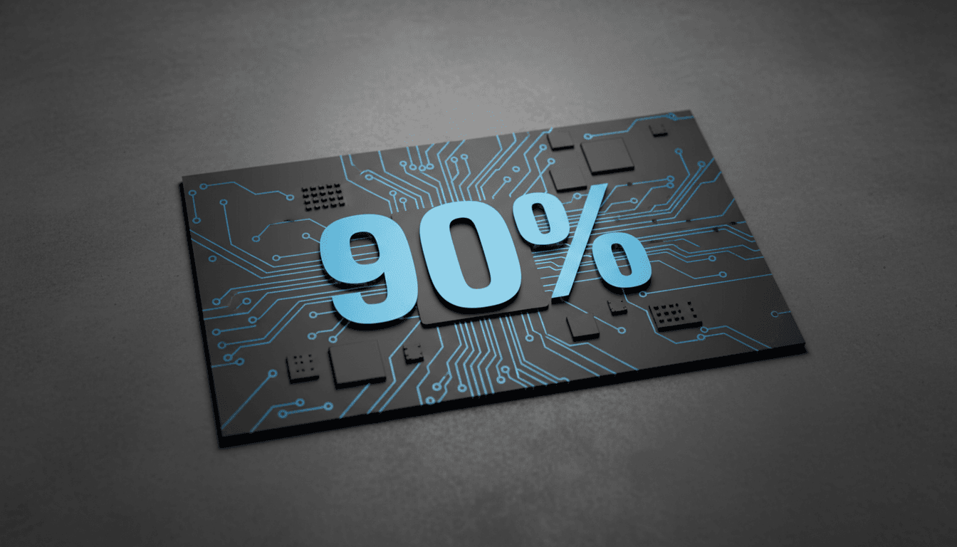 Minimalist dark layout showing 90 percent statistic for Anduril and Qualcomm domestic laptop manufacturing hardware components