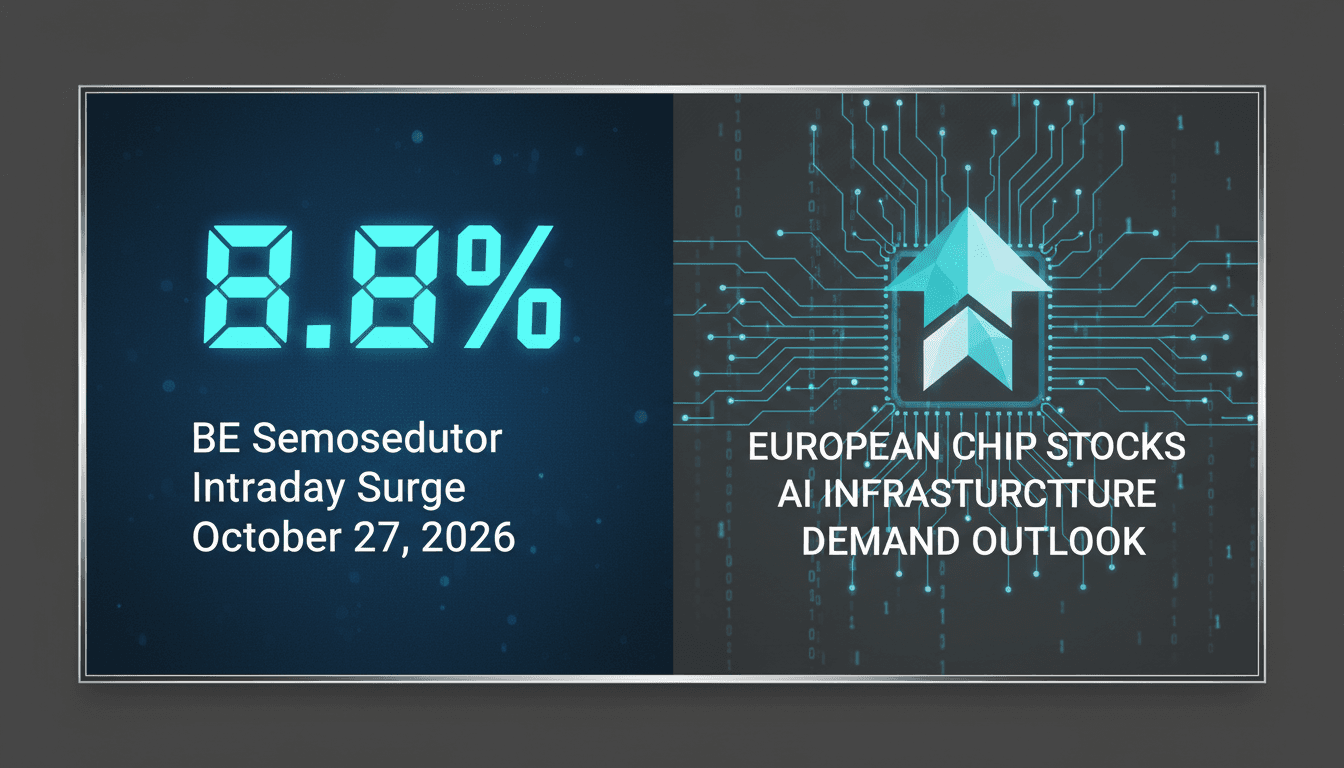 Clean financial data card displaying an 8.8 percent gain metric highlighting European chip stocks performance.