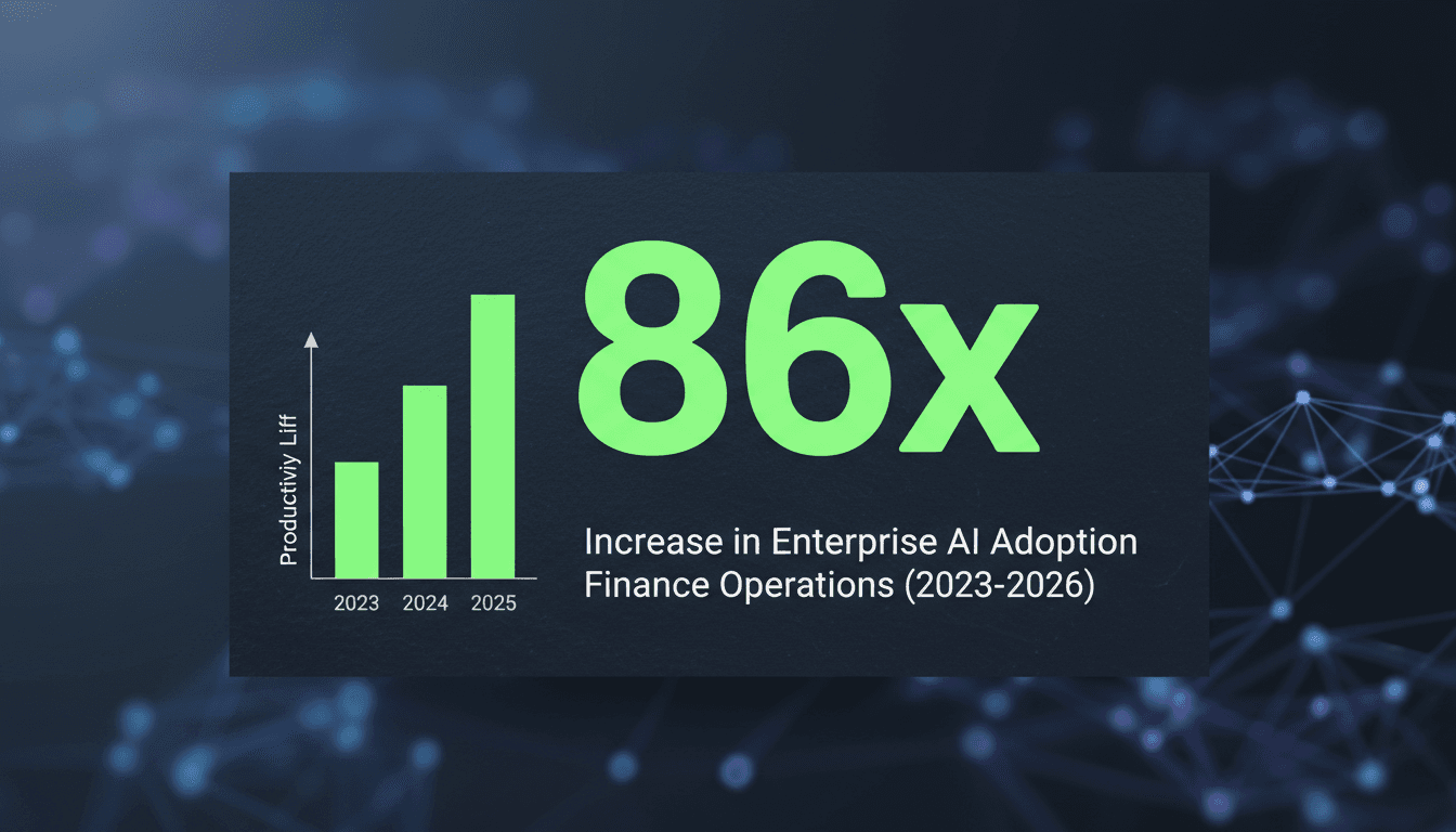 Bold 86x metric graphic illustrating Hyphenate revenue growth in autonomous enterprise finance operations