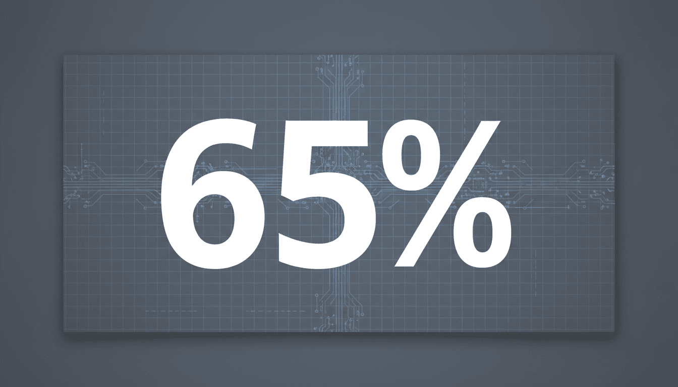 Minimalist card showing the 65 percent Buy American Act threshold graphic for the Anduril BlueChip laptop.