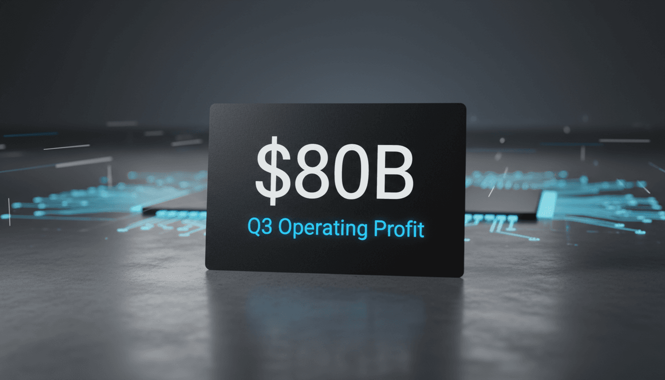 Bold typographic graphic displaying eighty billion dollar quarterly operating profit for Samsung semiconductor division