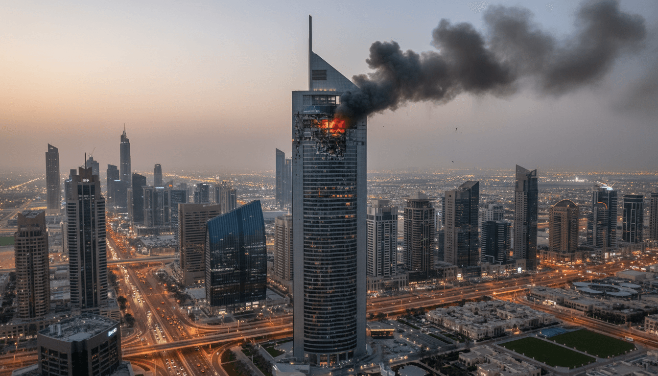 Debris from intercepted Iranian drone damages Dubai DIFC building