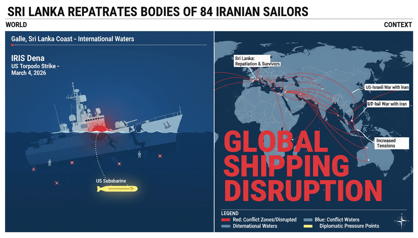 Sri Lanka repatriates bodies of 84 Iranian sailors killed in US torpedo strike