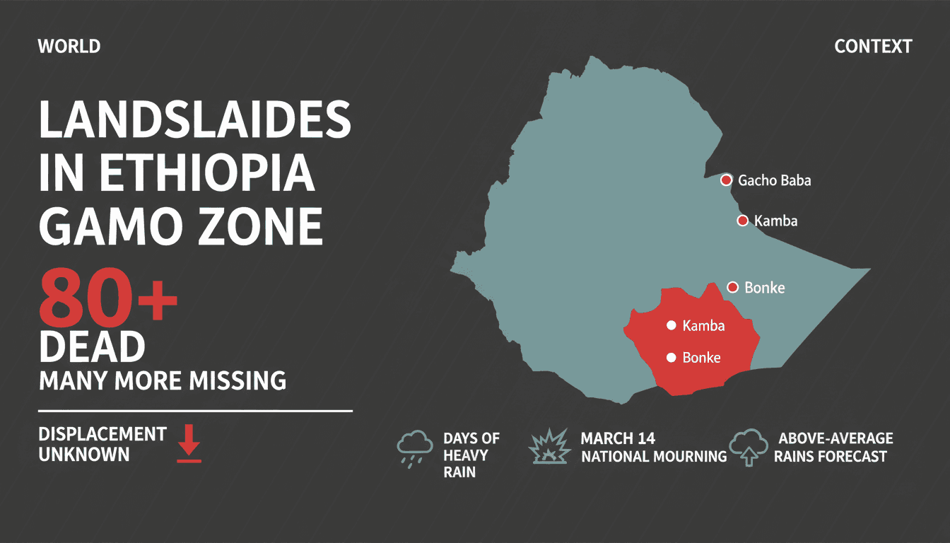 Landslides in Ethiopia Gamo Zone kill at least 80