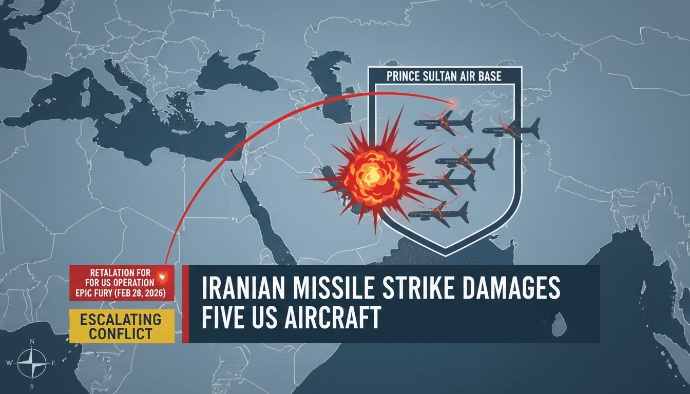 Iranian missile strike damages five US refueling aircraft at Saudi airbase