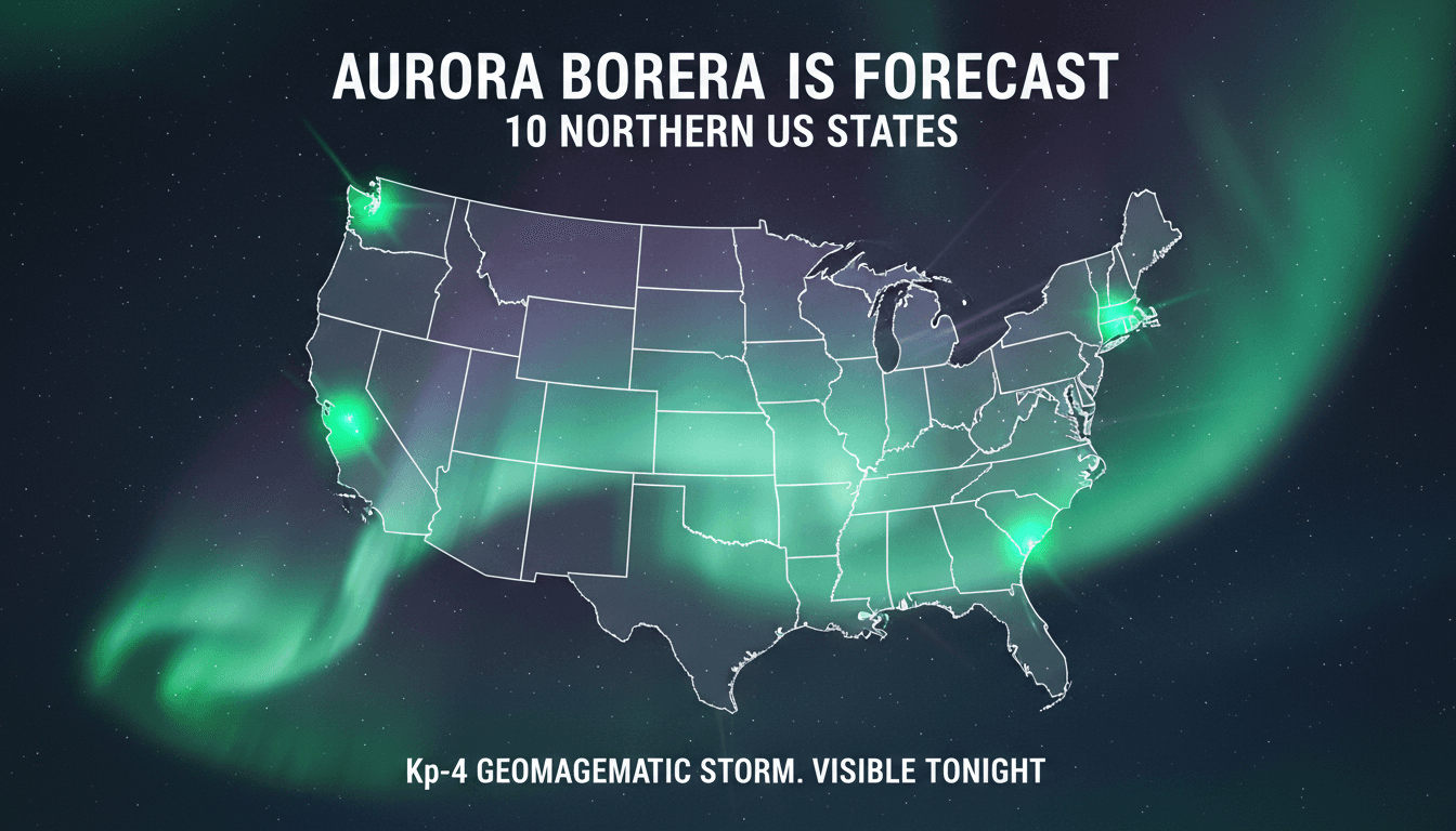Aurora Borealis Forecast for 10 Northern US States