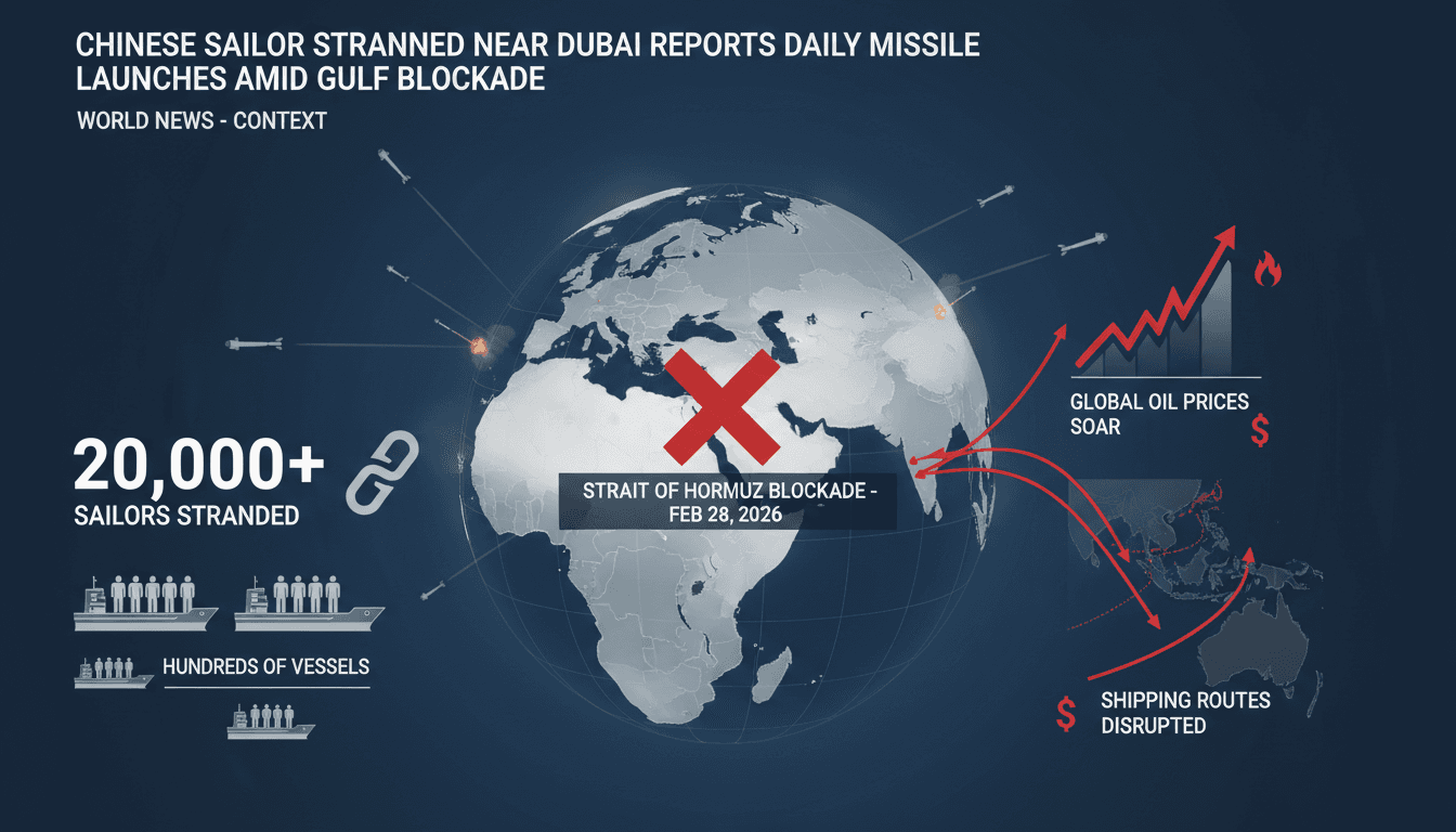 Chinese Sailor Stranded Near Dubai Reports Daily Missile Launches Amid Gulf Blockade