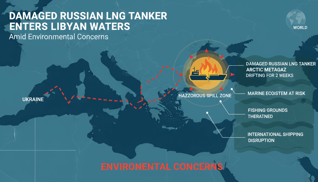 Damaged Russian LNG Tanker Arctic Metagaz Enters Libyan Waters Amid Environmental Concerns