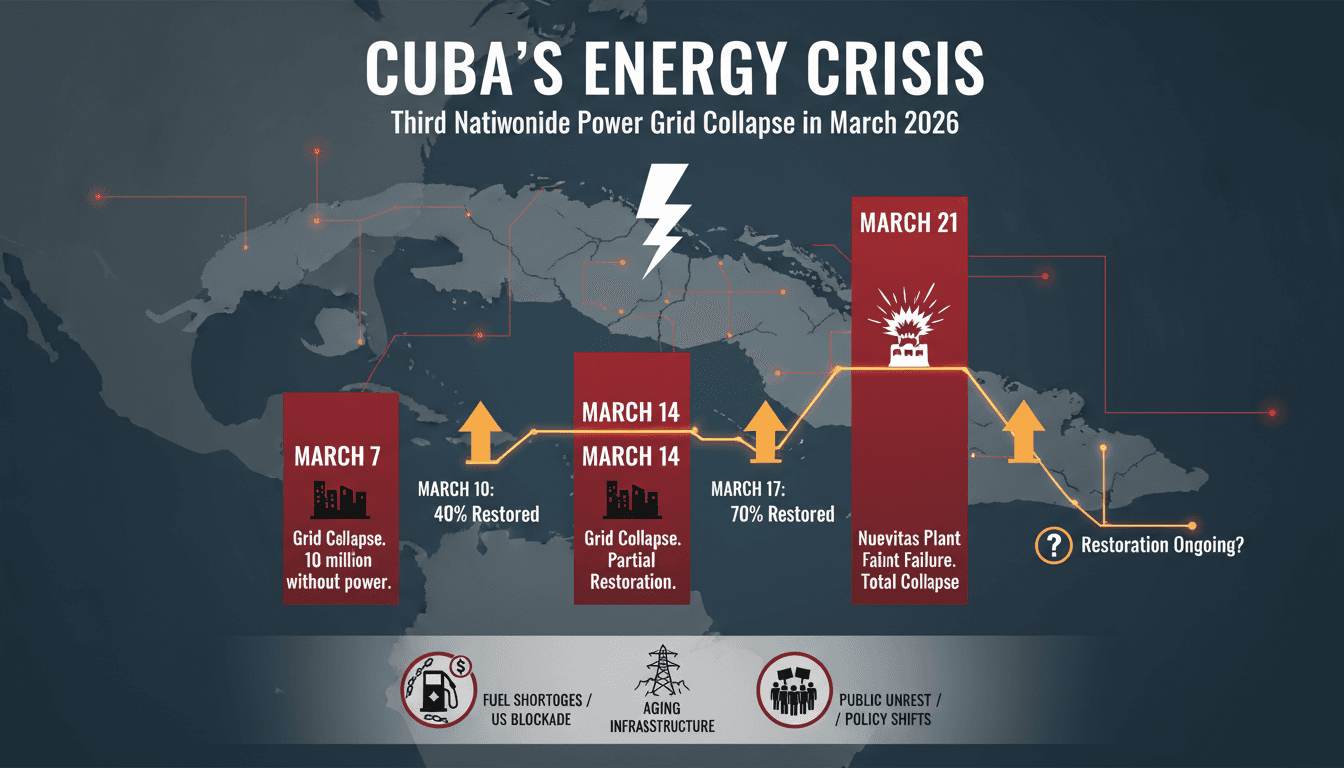 Cuba Faces Third Nationwide Power Grid Collapse Amid Ongoing Energy Crisis