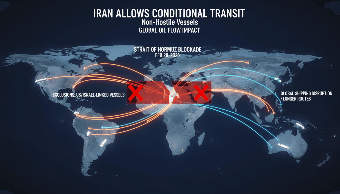 Iran Allows Conditional Transit for Non-Hostile Vessels Through Strait of Hormuz