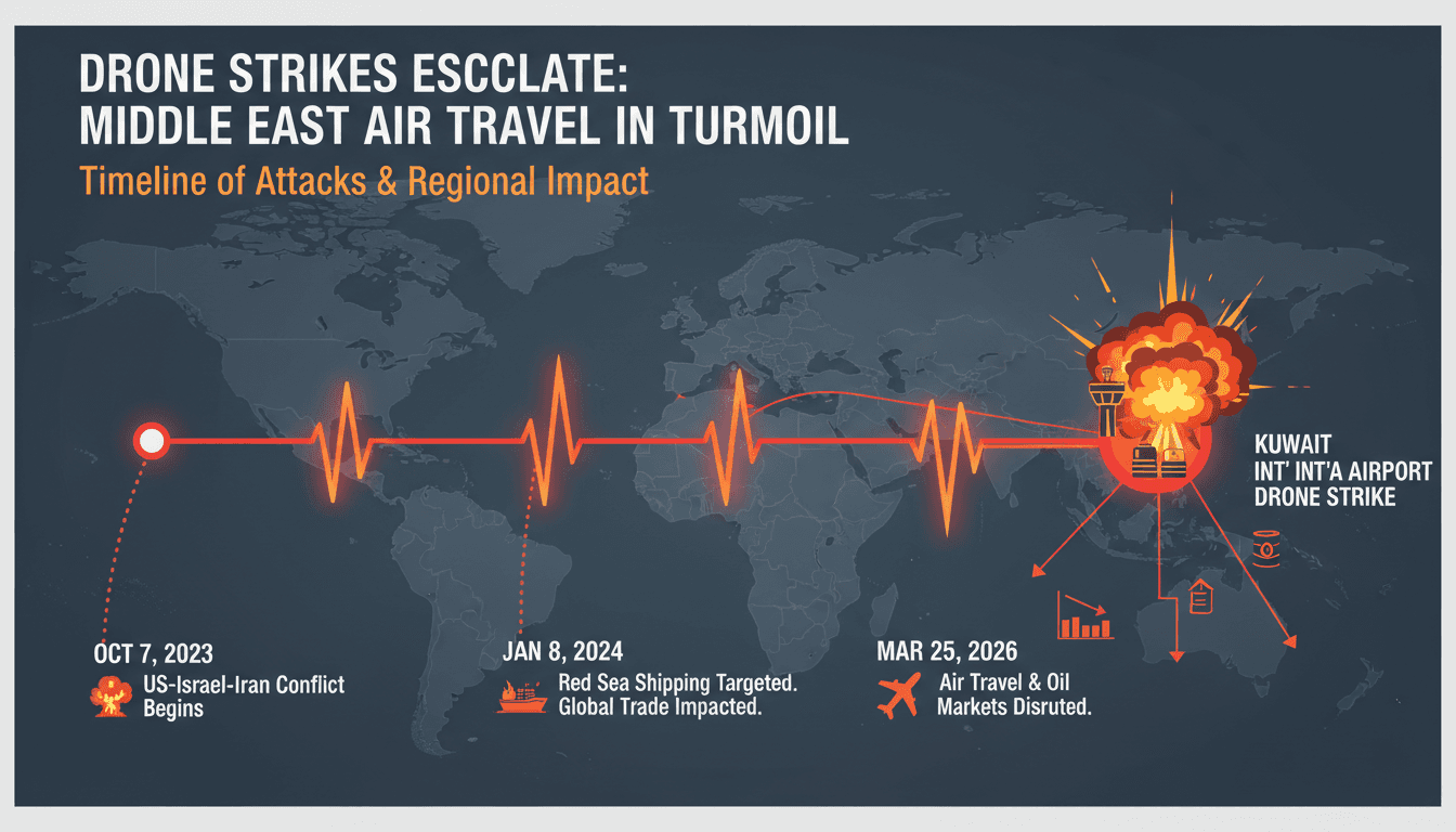 Drone strike at Kuwait International Airport linked to US-Israel-Iran conflict