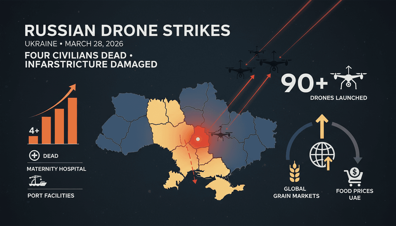 Russian Drone Strikes Kill Four Civilians and Damage Infrastructure in Ukraine
