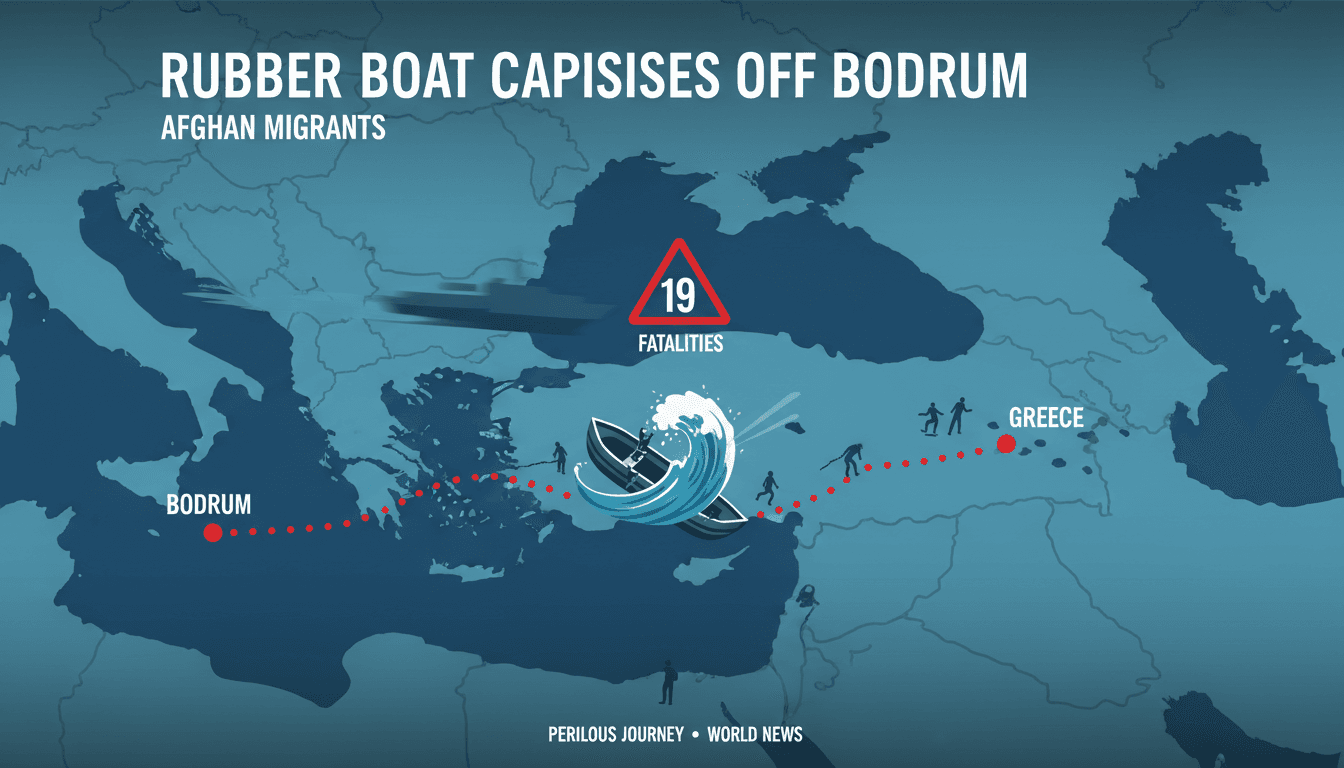 Rubber boat carrying Afghan migrants capsizes off Bodrum, Turkey, resulting in 19 fatalities