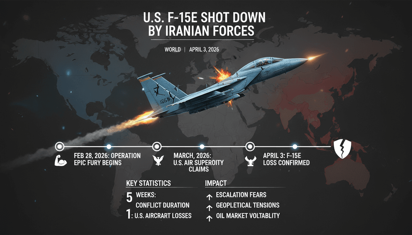 U.S. F-15E Strike Eagle shot down by Iranian forces marking first confirmed U.S. aircraft losses in ongoing conflict