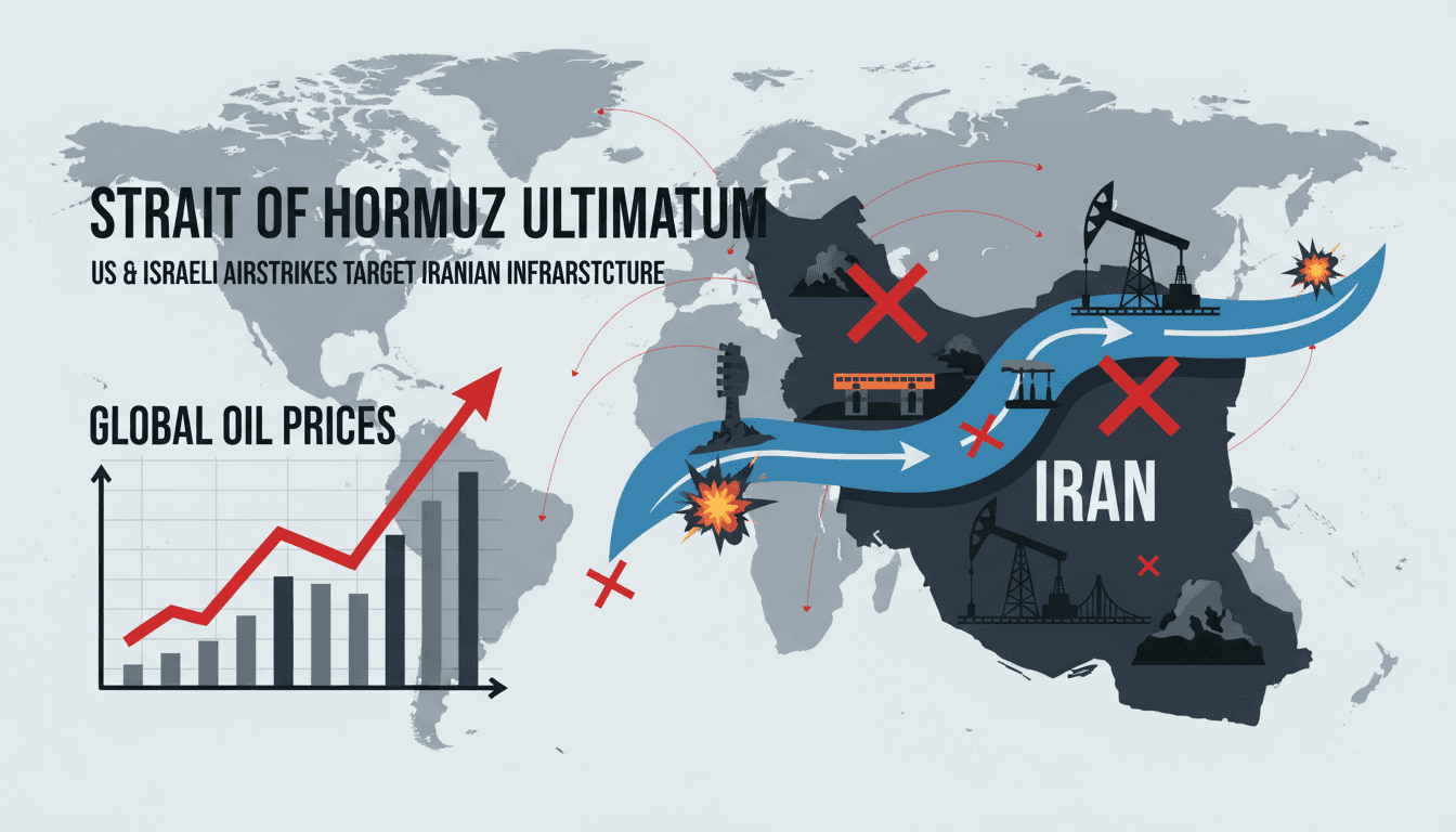 US and Israeli Airstrikes Target Iranian Infrastructure Amid Strait of Hormuz Ultimatum