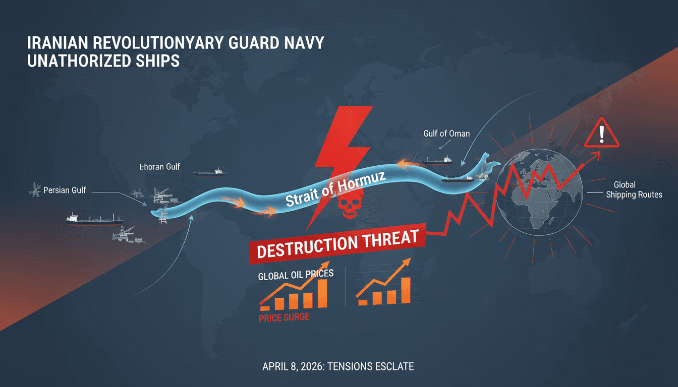 Iranian Revolutionary Guard Navy Issues Destruction Threat to Unauthorized Ships in Strait of Hormuz