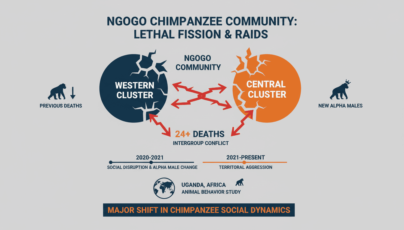 Ngogo Chimpanzee Community Experiences Lethal Fission and Raids