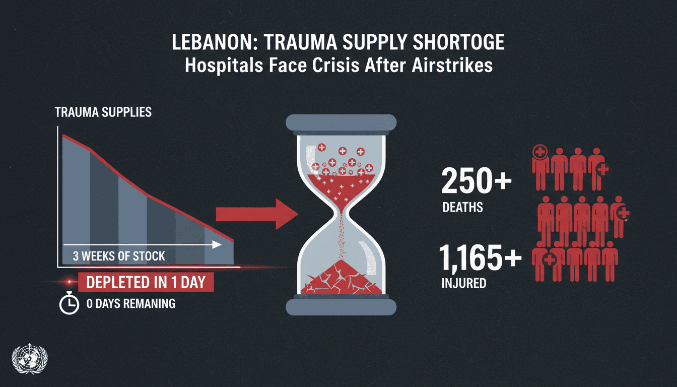 WHO Warns of Critical Trauma Supply Shortages in Lebanese Hospitals After Israeli Airstrikes